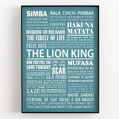 THE LION KING Typography Print (available in 8 colours)