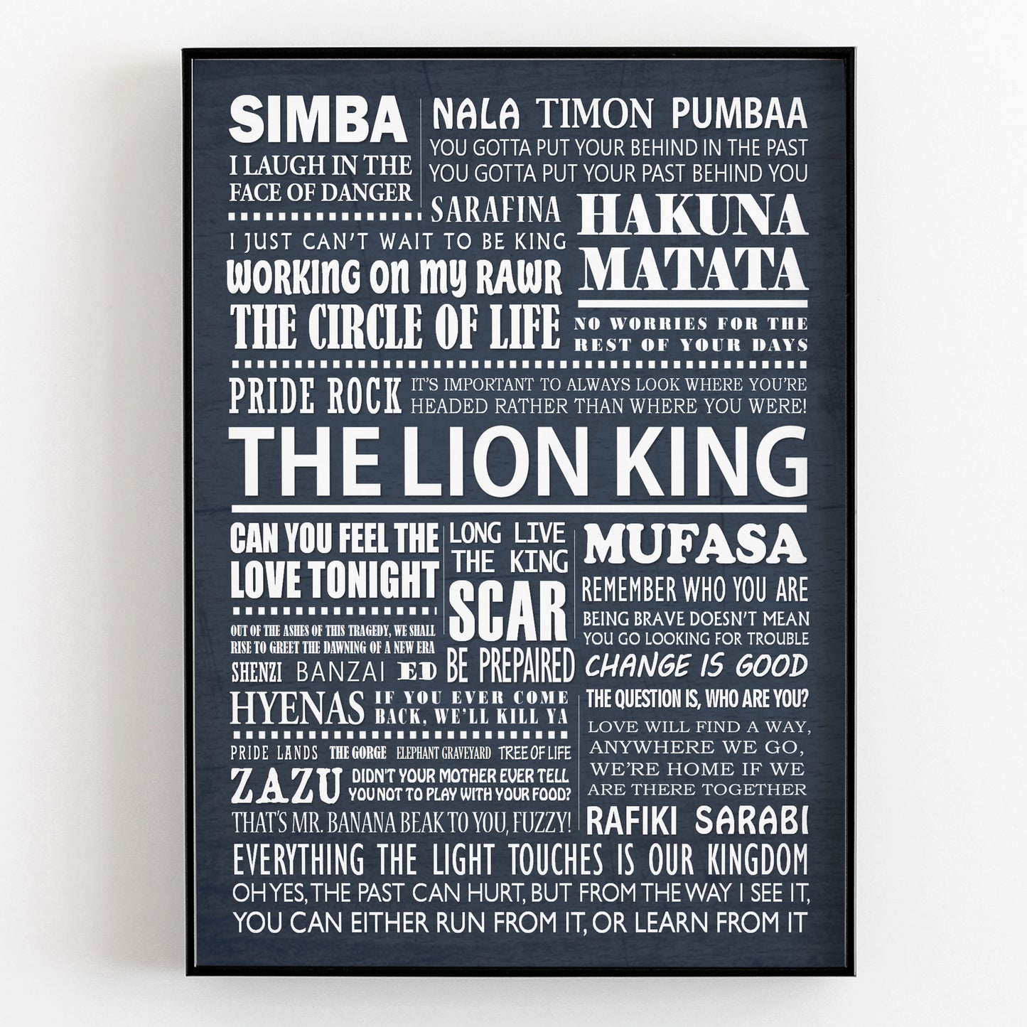 THE LION KING Typography Print (available in 8 colours)