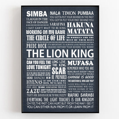 THE LION KING Typography Print (available in 8 colours)