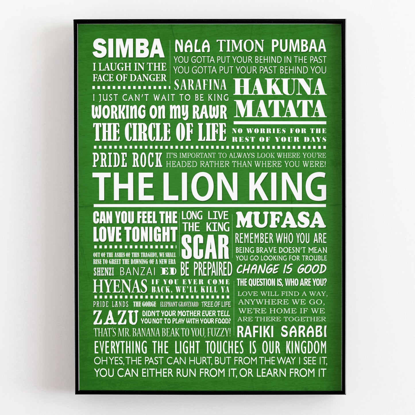 THE LION KING Typography Print (available in 8 colours)