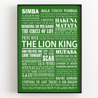 THE LION KING Typography Print (available in 8 colours)