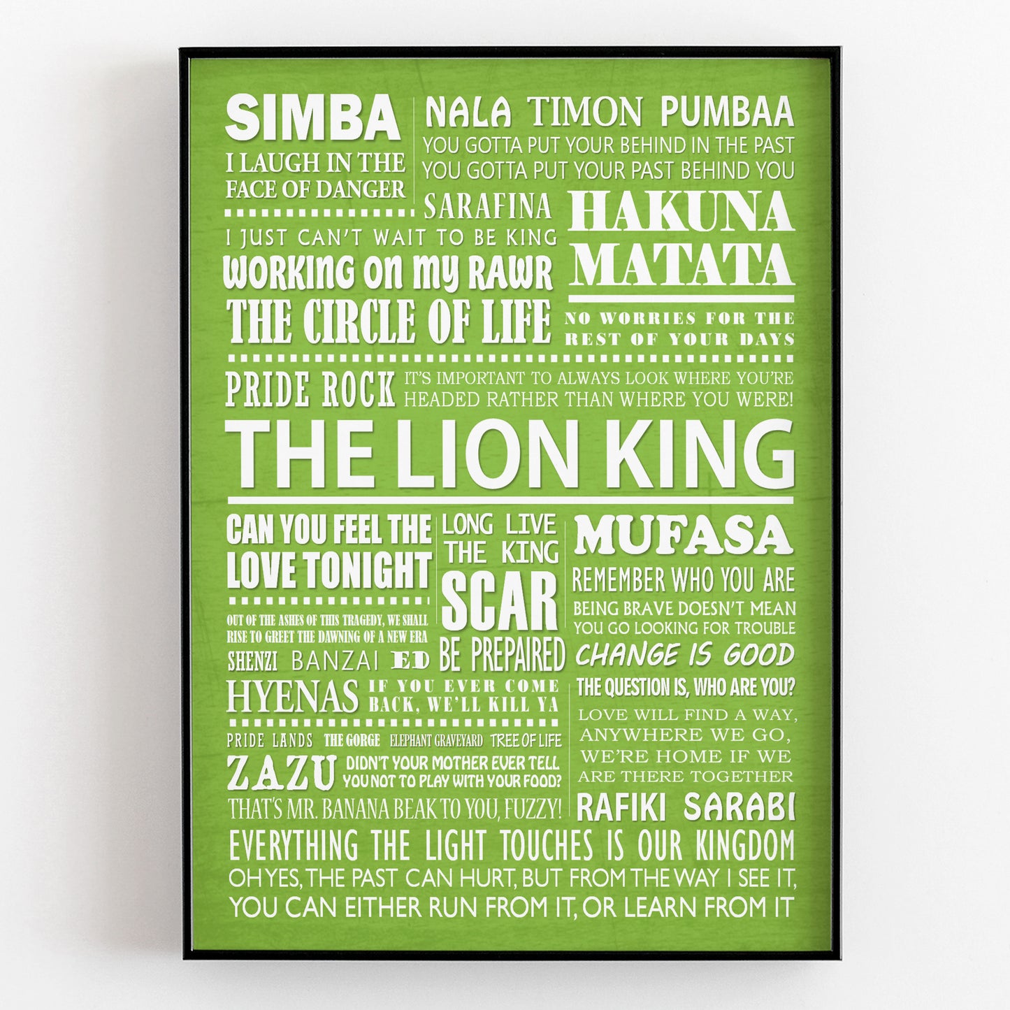 THE LION KING Typography Print (available in 8 colours)