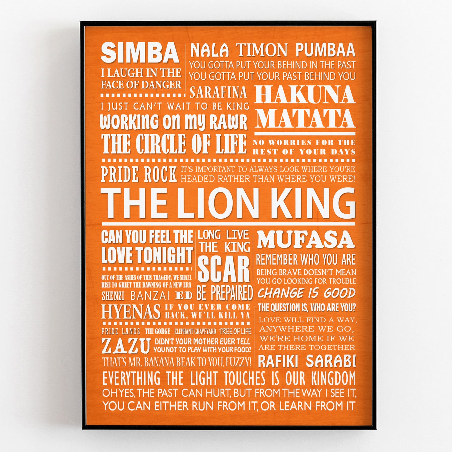 THE LION KING Typography Print (available in 8 colours)