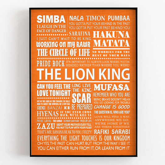 THE LION KING Typography Print (available in 8 colours)