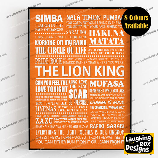 THE LION KING Typography Print (available in 8 colours)