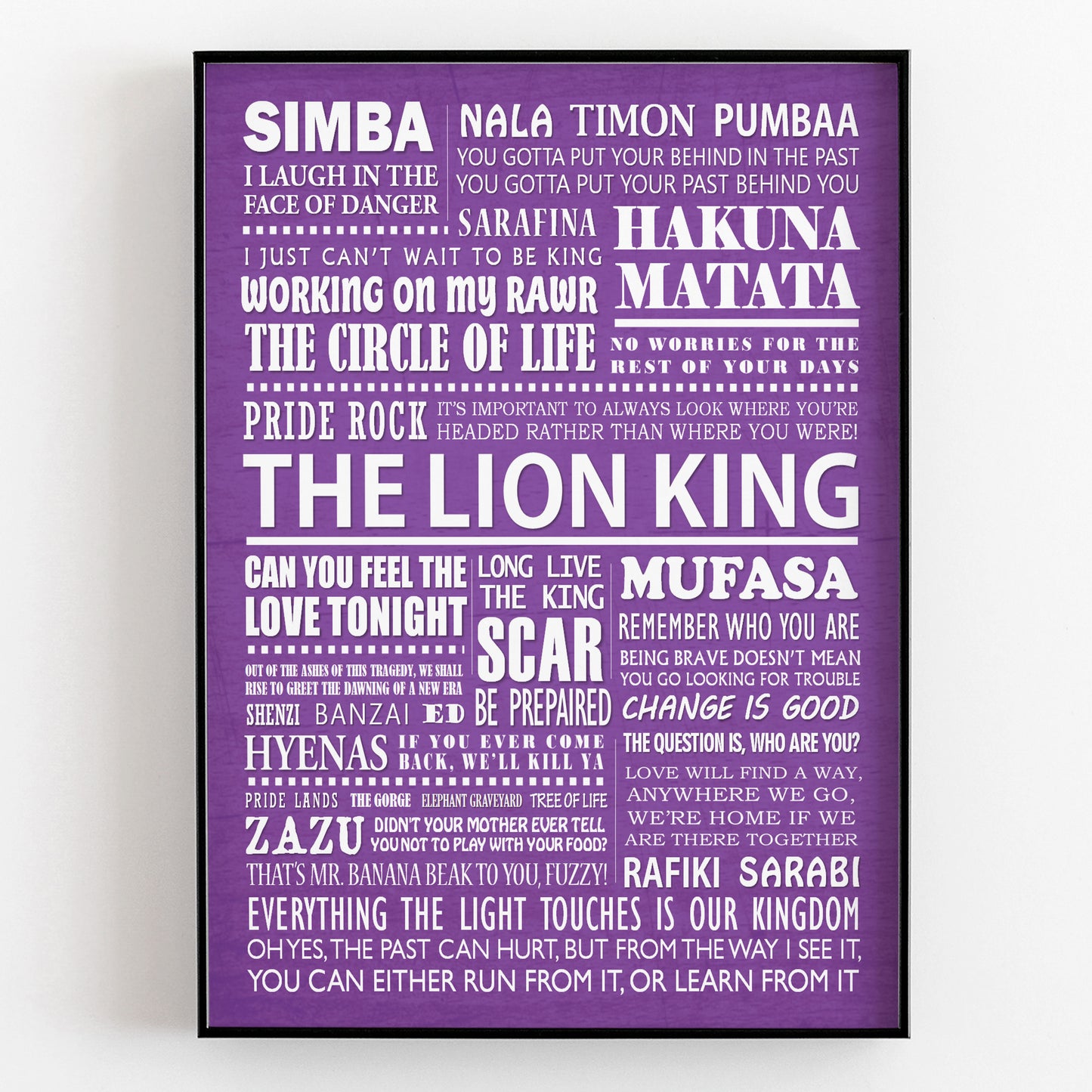 THE LION KING Typography Print (available in 8 colours)