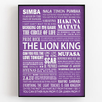 THE LION KING Typography Print (available in 8 colours)