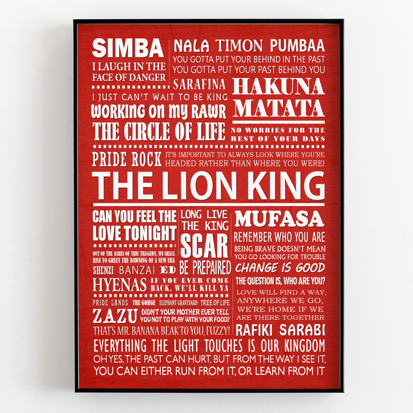 THE LION KING Typography Print (available in 8 colours)