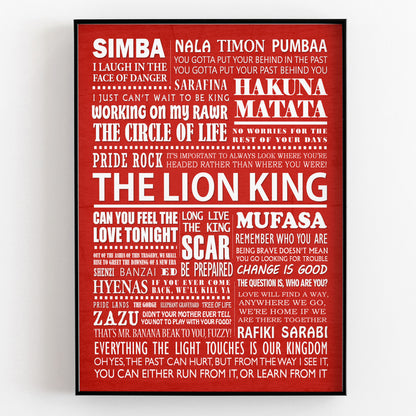 THE LION KING Typography Print (available in 8 colours)