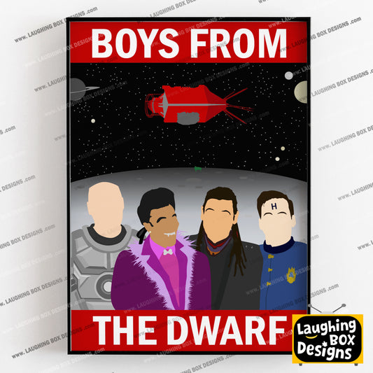 BOYS FROM THE DWARF, Lister, Cat, Rimmer and Kryten, Red Dwarf Print