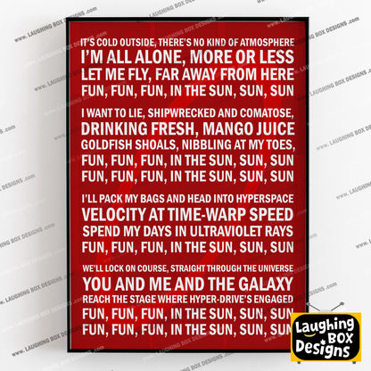 RED DWARF THEME TUNE / Song Lyrics, Red Dwarf Print
