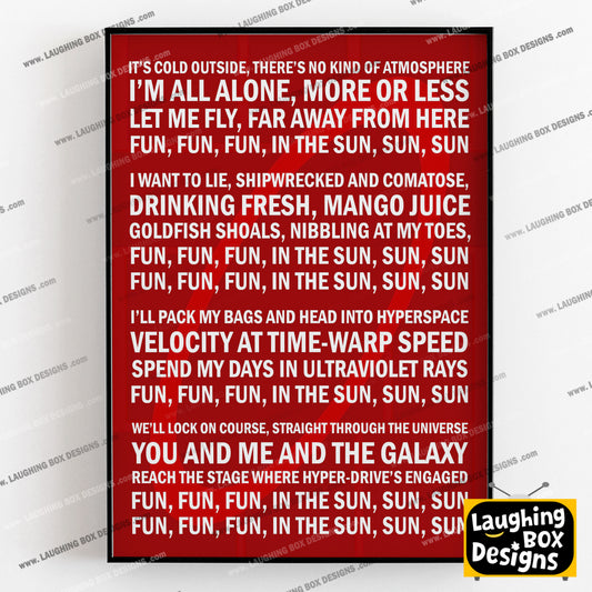 RED DWARF THEME TUNE / Song Lyrics, Red Dwarf Print