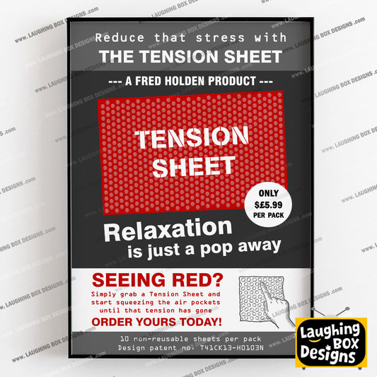TENSION SHEET ADVERT, Relaxation Is Just A Pop Away, Red Dwarf Print