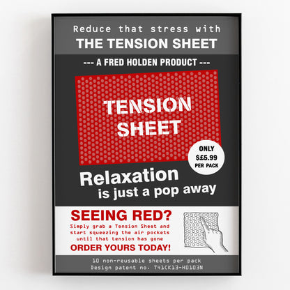 TENSION SHEET ADVERT, Relaxation Is Just A Pop Away, Red Dwarf Print
