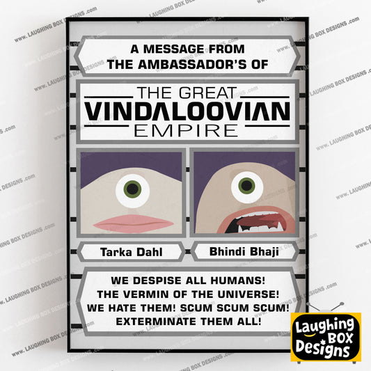 THE GREAT VINDALOOVIAN EMPIRE, Tarka Dahl & Bhindi Bhaji, Red Dwarf Print
