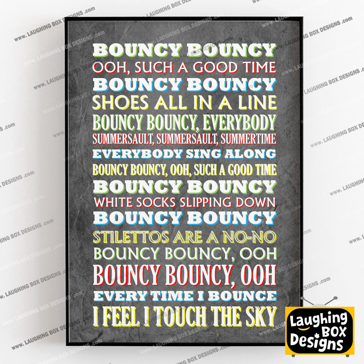 BOUNCY BOUNCY Crimp Lyrics, The Mighty Boosh Print (2 styles available)