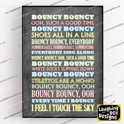 BOUNCY BOUNCY Crimp Lyrics, The Mighty Boosh Print (2 styles available)