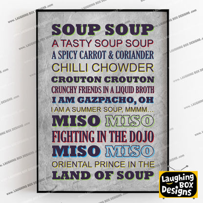 SOUP SOUP Crimp Lyrics, The Mighty Boosh Print (2 styles available)