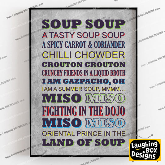 SOUP SOUP Crimp Lyrics, The Mighty Boosh Print (2 styles available)