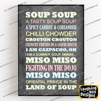 SOUP SOUP Crimp Lyrics, The Mighty Boosh Print (2 styles available)