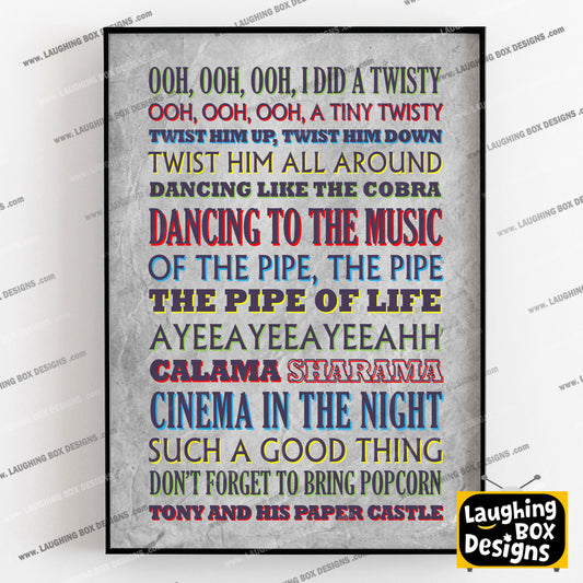 TWISTY Crimp Lyrics, The Mighty Boosh Print (2 styles available)