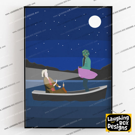 FISHING ON BLACK LAKE, Old Gregg Boat Scene Artwork Poster, The Mighty Boosh Print