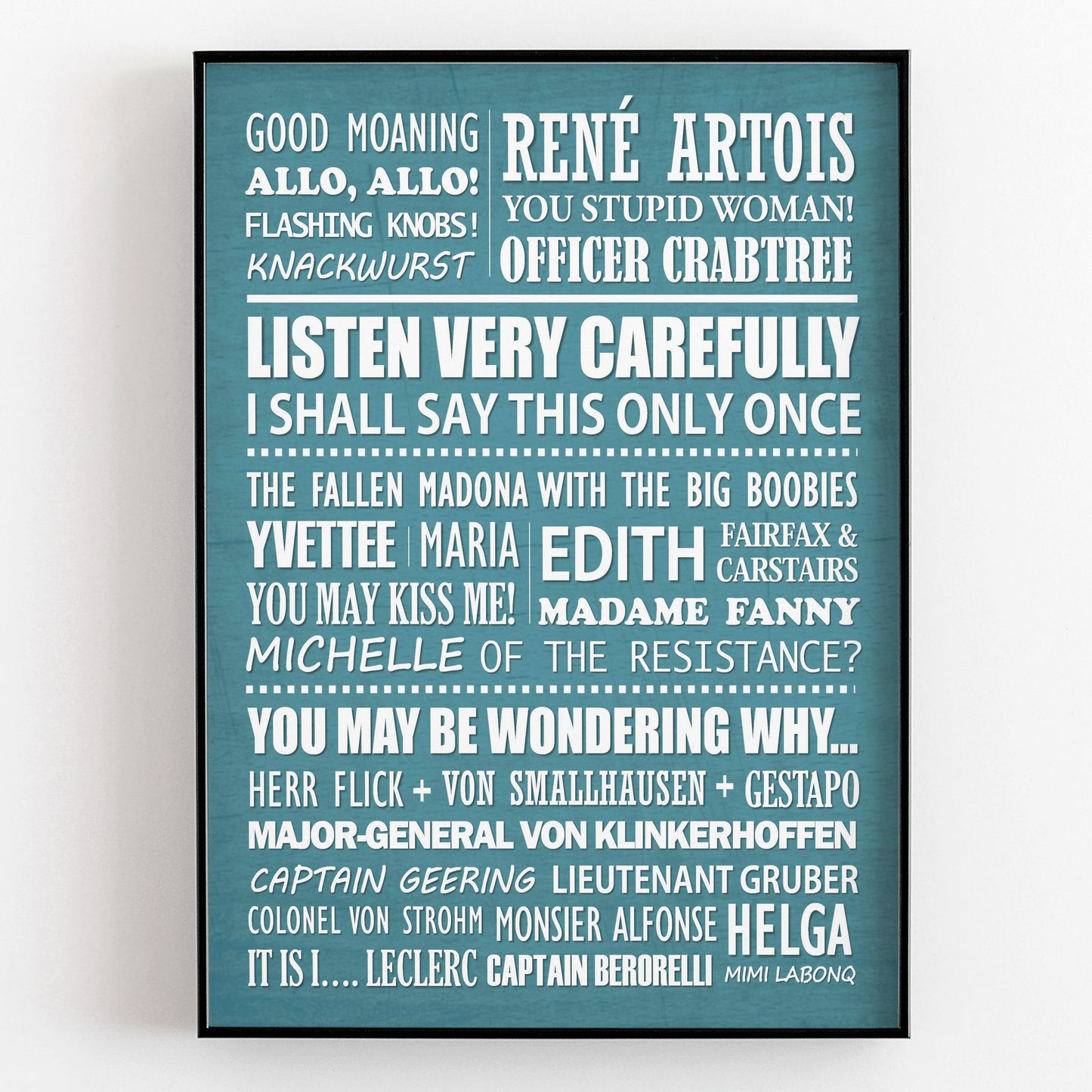 ALLO ALLO Typography Print (available in 8 colours)