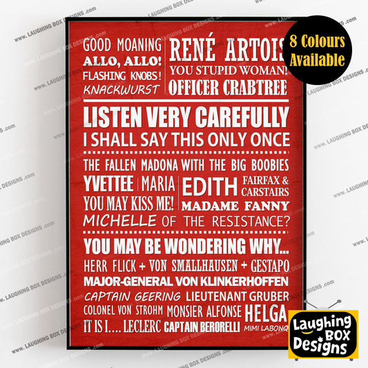 ALLO ALLO Typography Print (available in 8 colours)