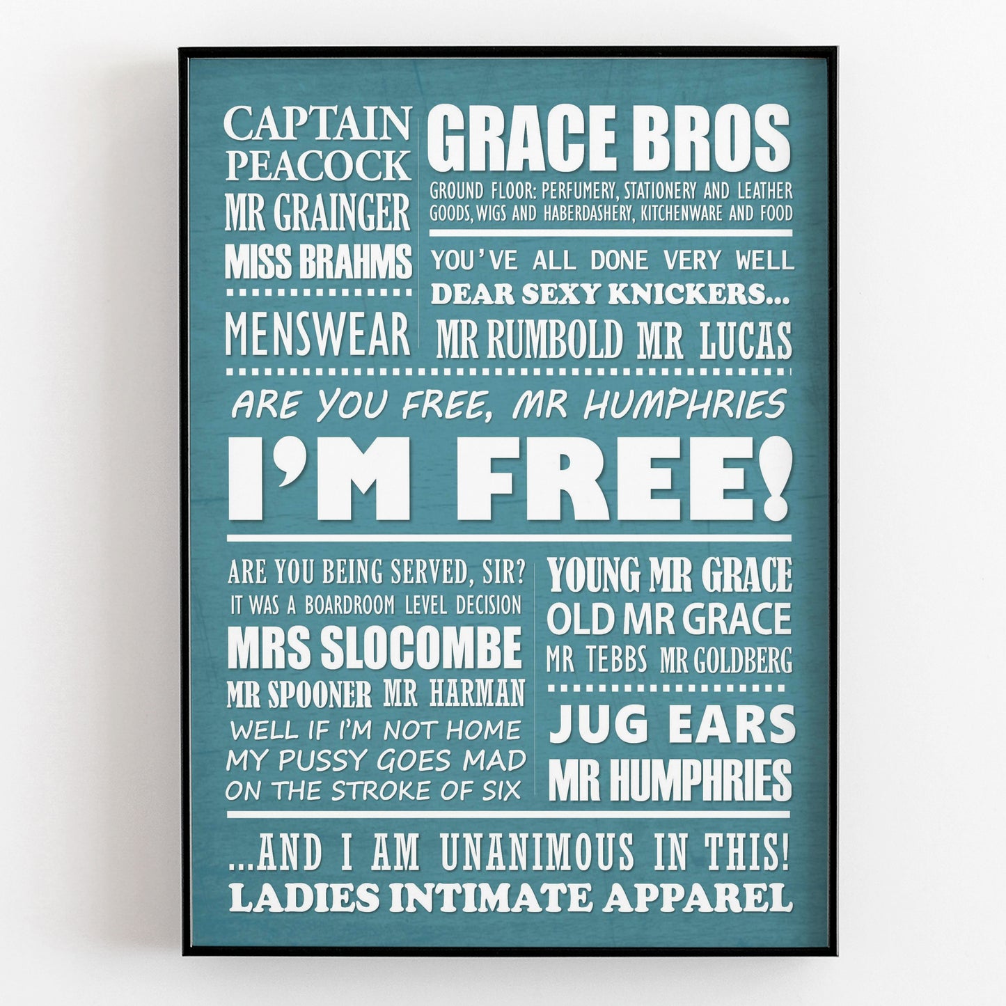 ARE YOU BEING SERVED Typography Print (available in 8 colours)