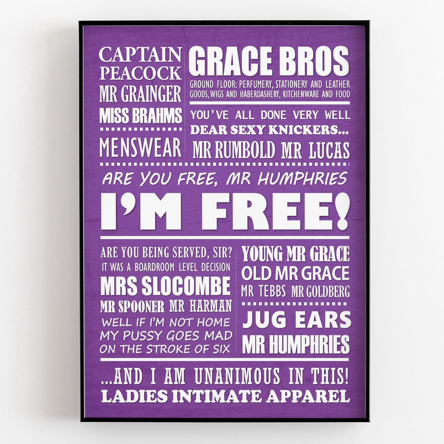 ARE YOU BEING SERVED Typography Print (available in 8 colours)