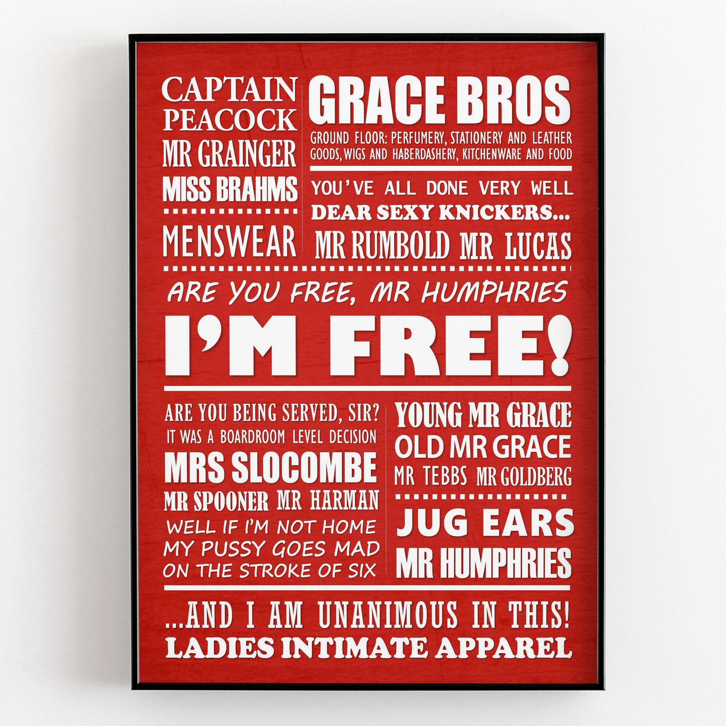 ARE YOU BEING SERVED Typography Print (available in 8 colours)