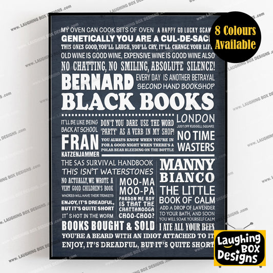BLACK BOOKS Typography Print (available in 8 colours)