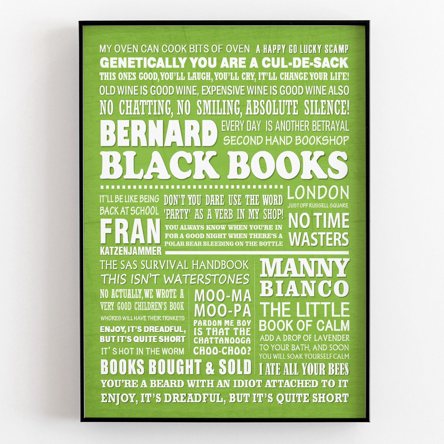 BLACK BOOKS Typography Print (available in 8 colours)