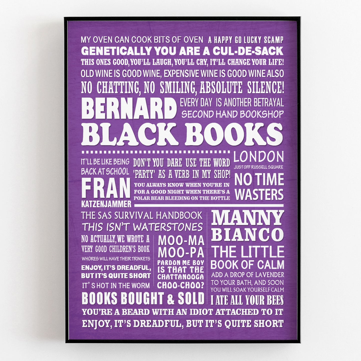 BLACK BOOKS Typography Print (available in 8 colours)