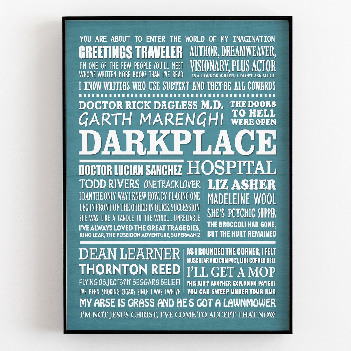 GARTH MARENGHI'S DARKPLACE Typography Print (available in 8 colours)