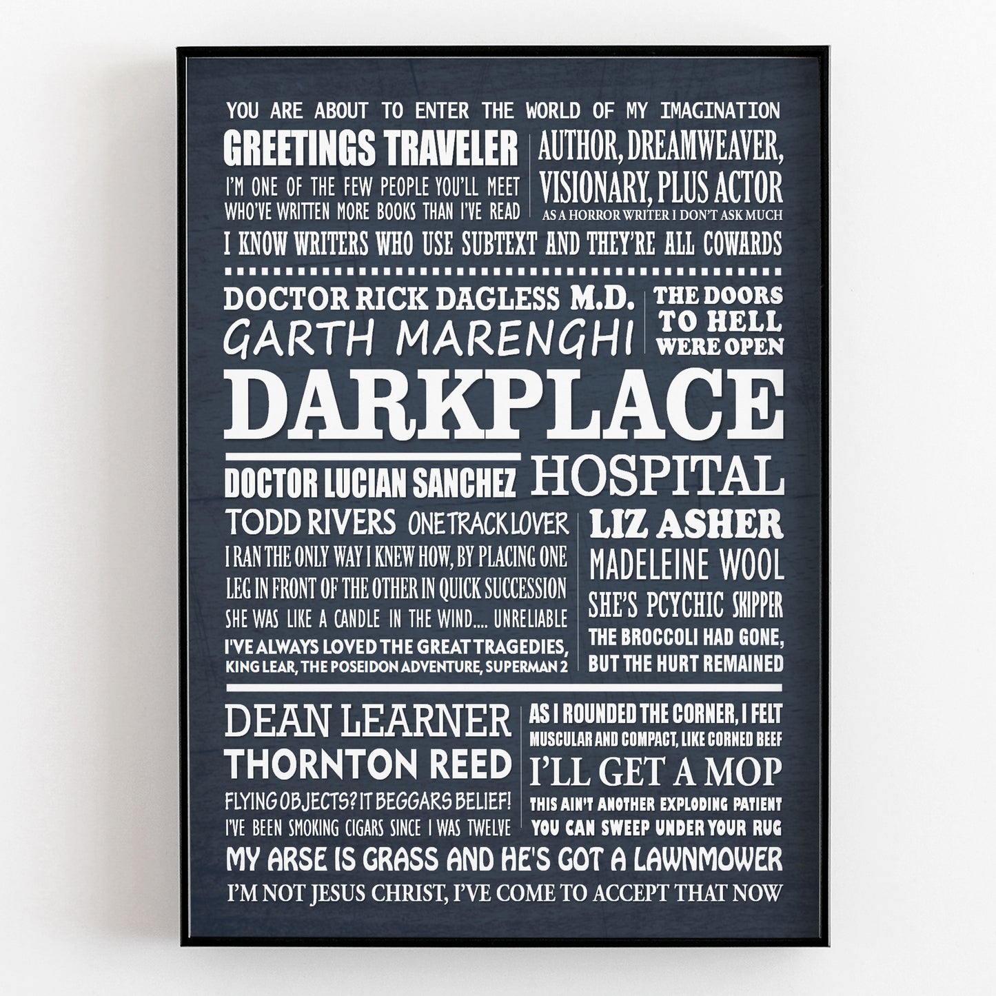 GARTH MARENGHI'S DARKPLACE Typography Print (available in 8 colours)