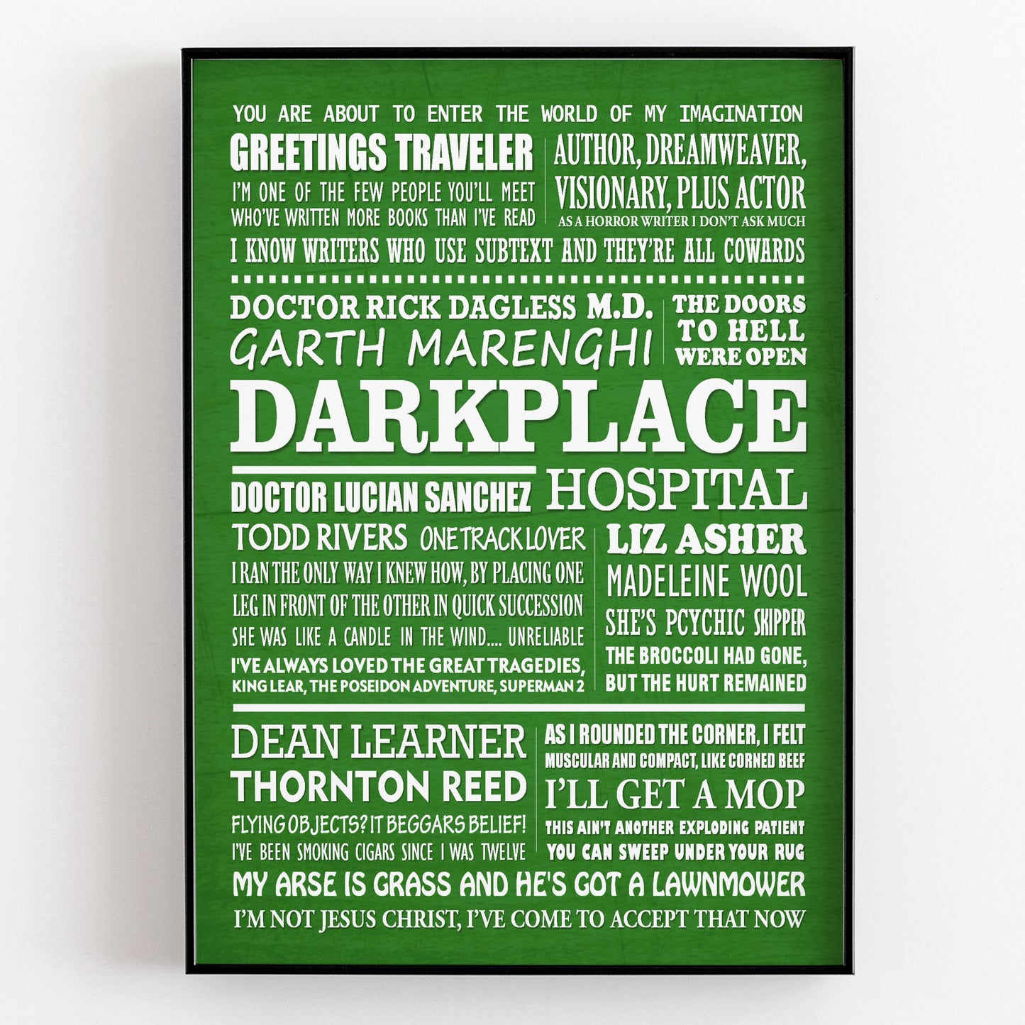 GARTH MARENGHI'S DARKPLACE Typography Print (available in 8 colours)