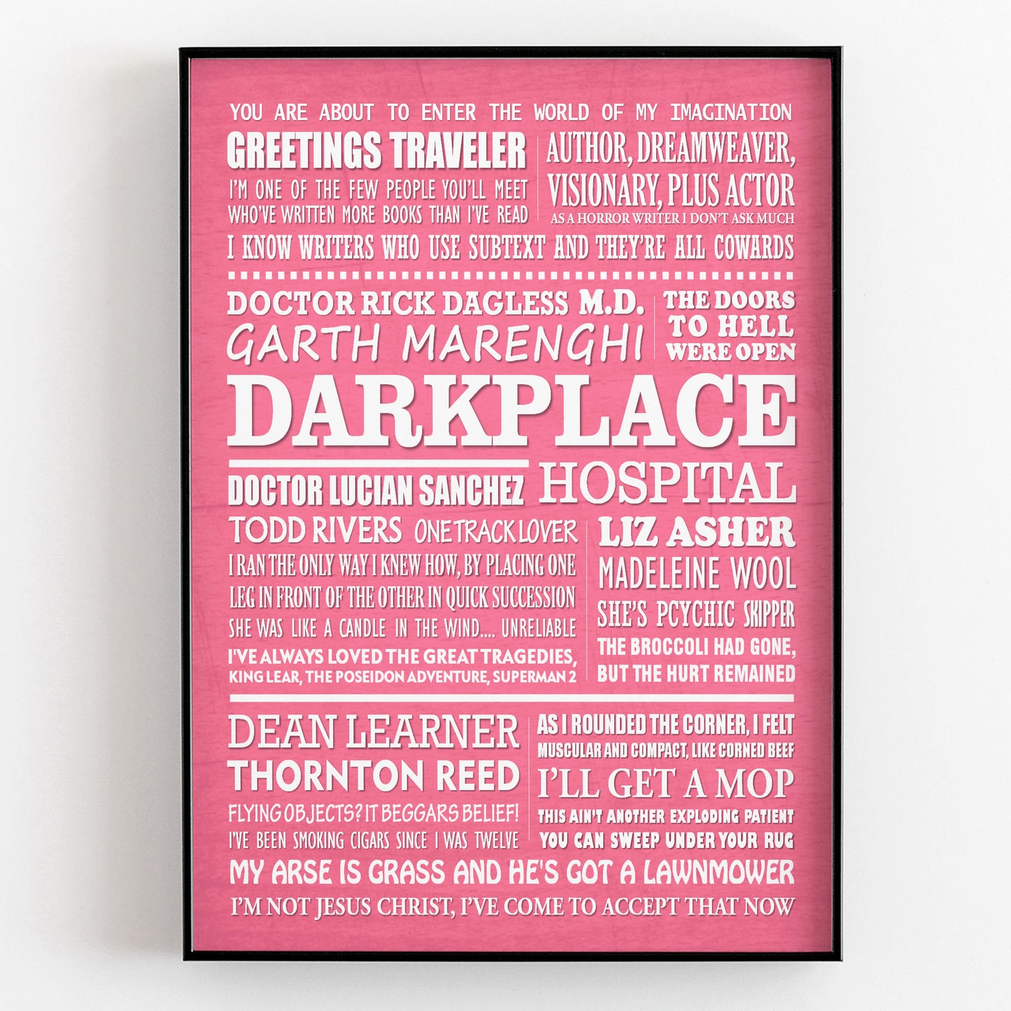 GARTH MARENGHI'S DARKPLACE Typography Print (available in 8 colours)