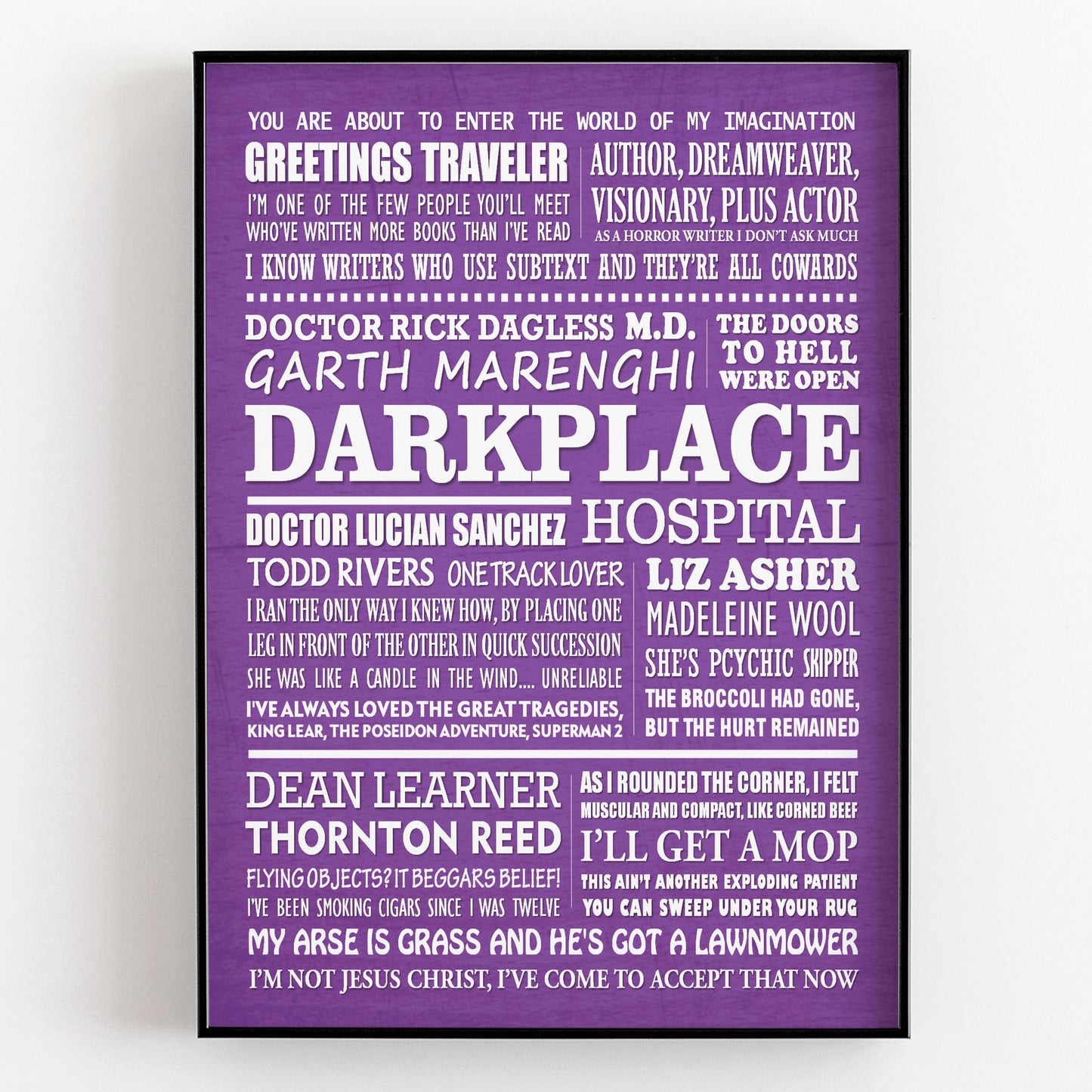 GARTH MARENGHI'S DARKPLACE Typography Print (available in 8 colours)