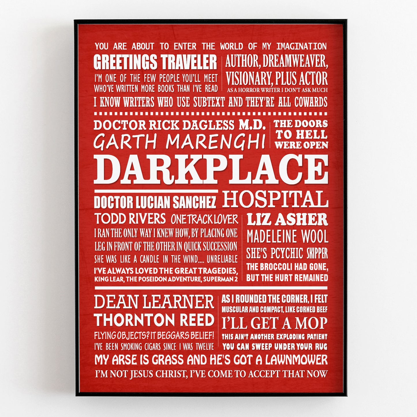 GARTH MARENGHI'S DARKPLACE Typography Print (available in 8 colours)