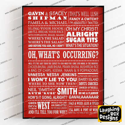 GAVIN AND STACEY Typography Print (available in 8 colours)
