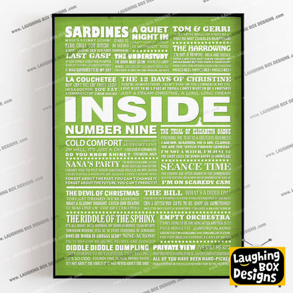 INSIDE NUMBER NINE (Series 1-3) Typography Print (available in 8 colours)