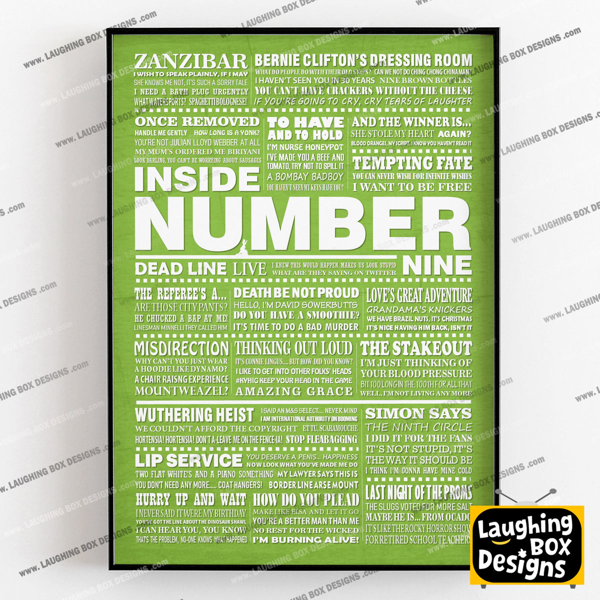 INSIDE NUMBER NINE (Series 4-6) Typography Print (available in 8 colours)