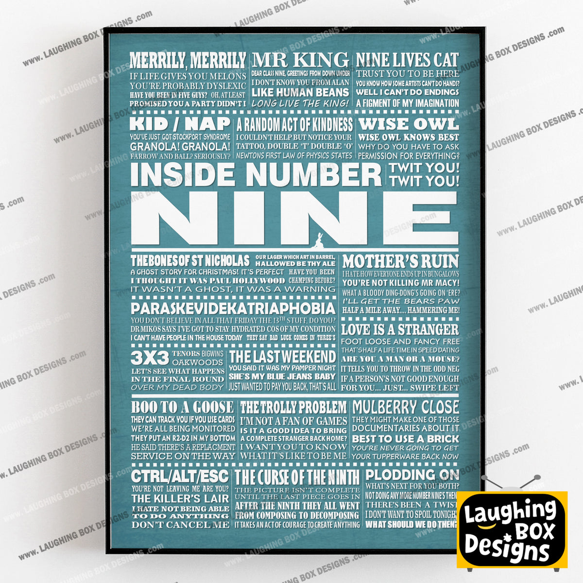 INSIDE NUMBER NINE (Series 7-9) Typography Print (available in 8 colours)