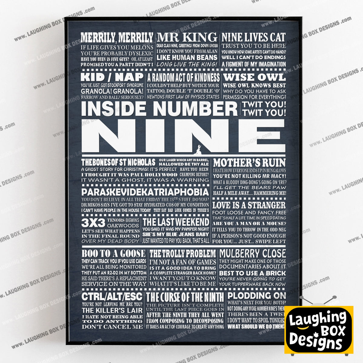 INSIDE NUMBER NINE (Series 7-9) Typography Print (available in 8 colours)