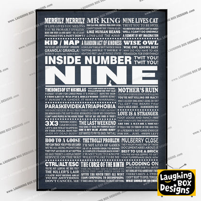 INSIDE NUMBER NINE (Series 7-9) Typography Print (available in 8 colours)