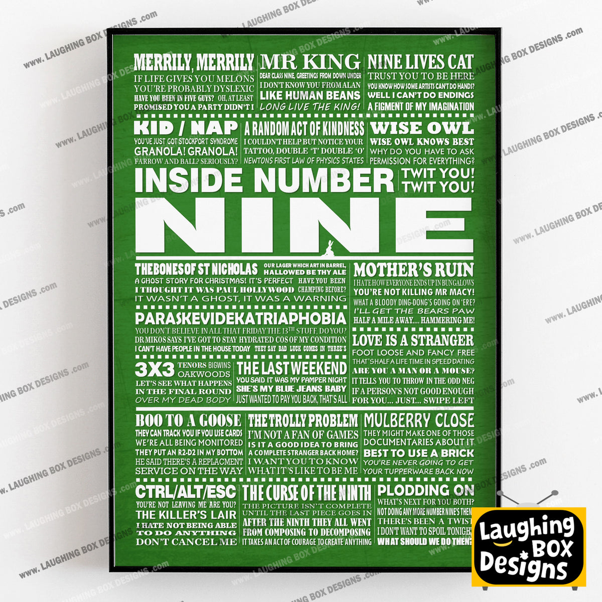 INSIDE NUMBER NINE (Series 7-9) Typography Print (available in 8 colours)