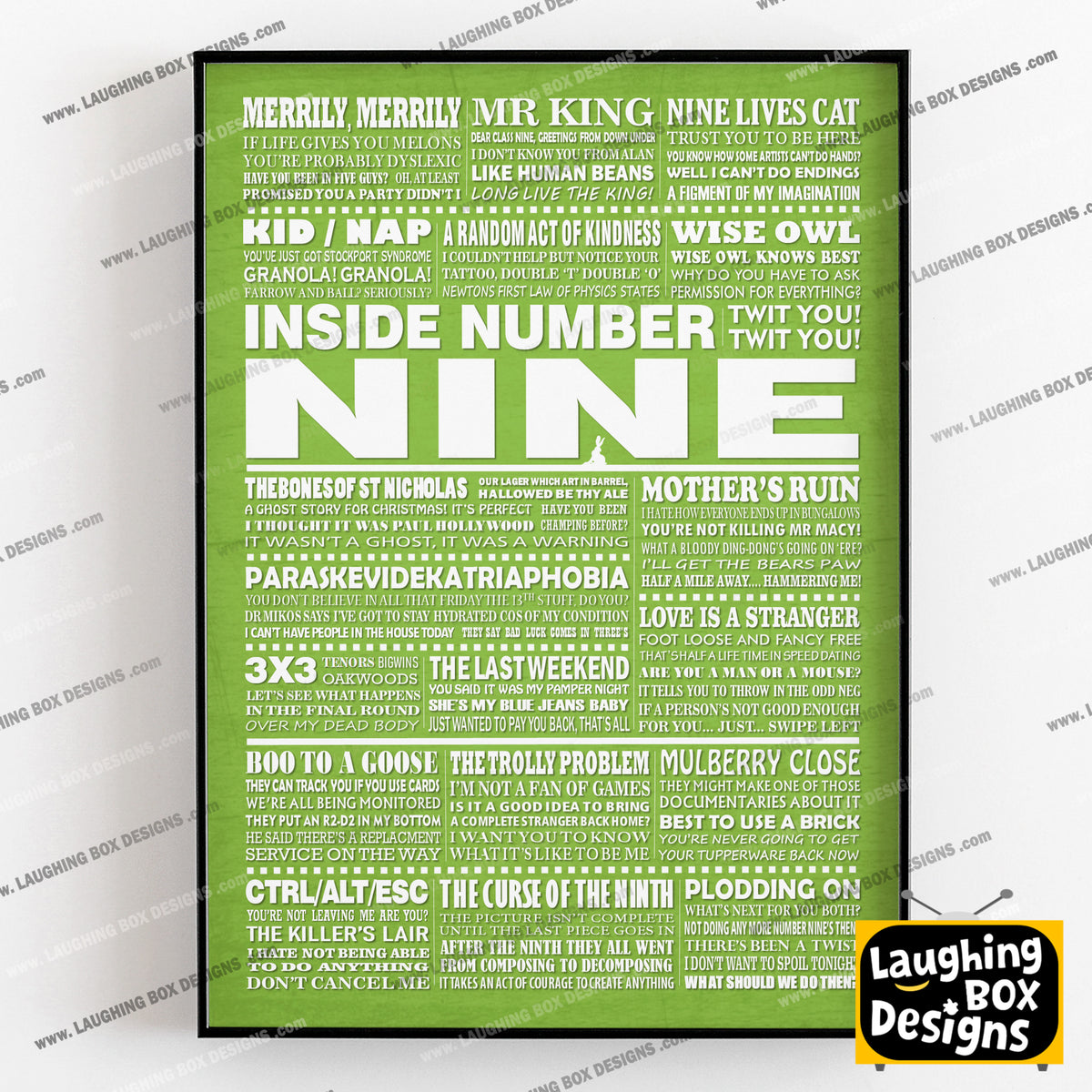 INSIDE NUMBER NINE (Series 7-9) Typography Print (available in 8 colours)