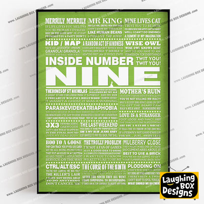 INSIDE NUMBER NINE (Series 7-9) Typography Print (available in 8 colours)