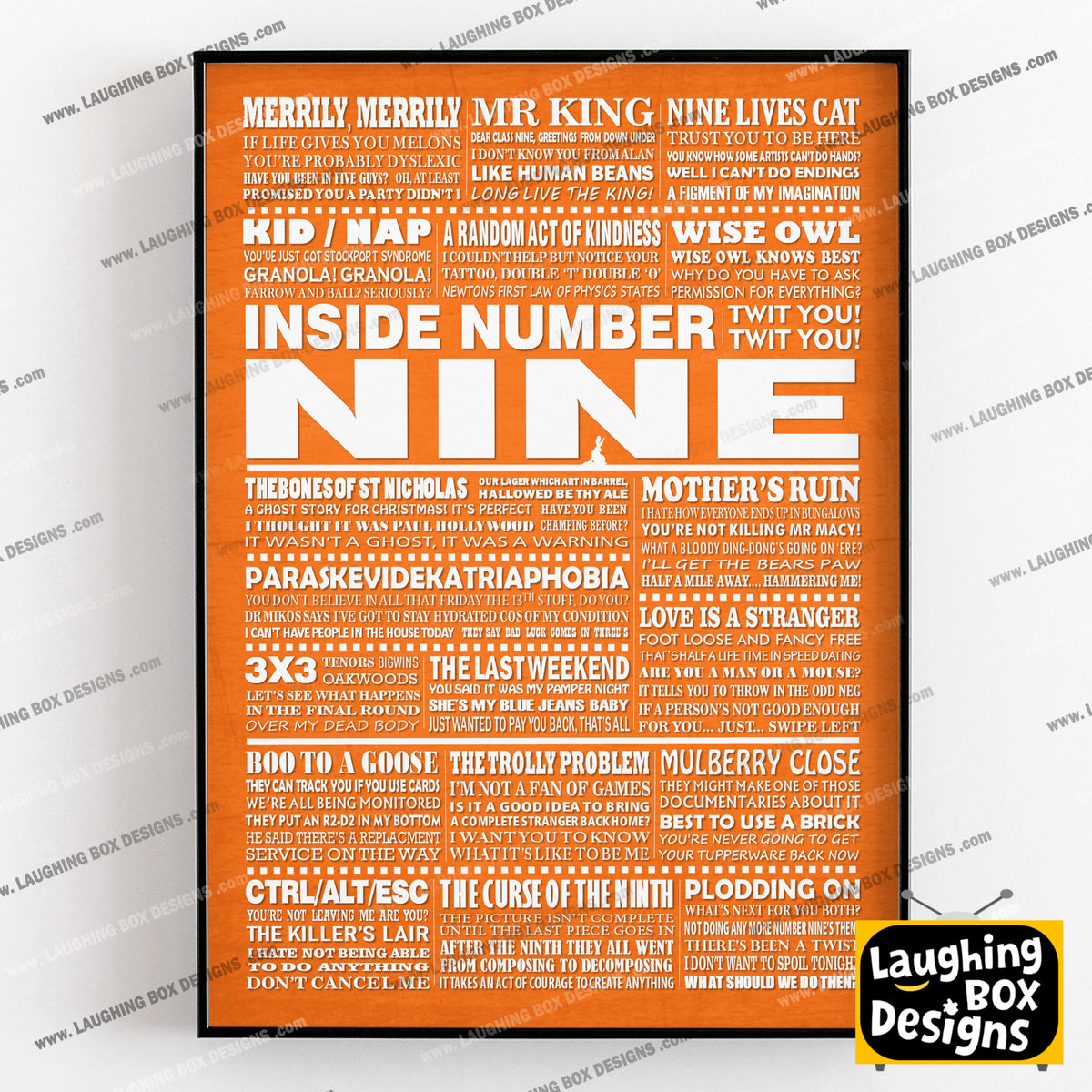 INSIDE NUMBER NINE (Series 7-9) Typography Print (available in 8 colours)